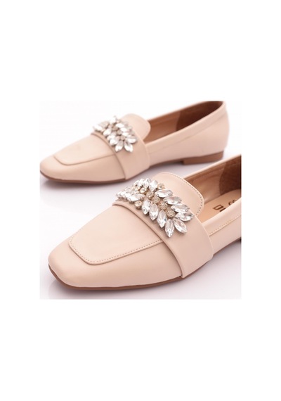 Dgn 50085-23y Kadin Kristal Taşli Tokali Loafer Ten Cilt