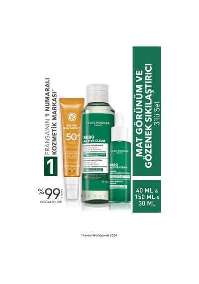 Yves Rocher Gözenek Sıkılaştırıcı Ve Matlaştırıcı Set- Güneş Kremi 50+spf 40 Ml & Tonik 150 Ml & Serum 30 Ml