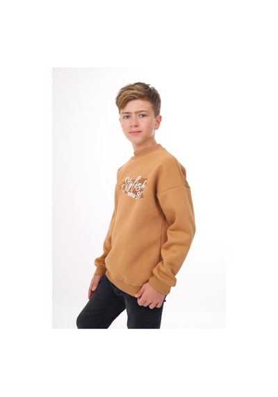 Toontoy Erkek Çocuk Baskılı Sweatshirt Kahverengi