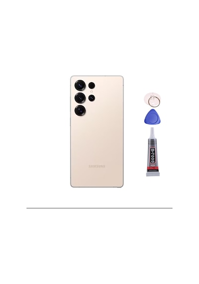 Samsung S25 Ultra Titanyum Gold Uyumlu Arka Kapak Batarya Kapağı Pil Kapağı Yapışkan Ve Sökme Aparatıyla Beraber Full Set Gold