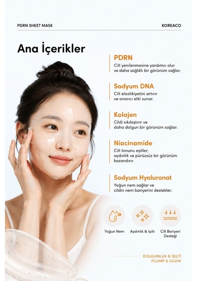 Pdrn Sheet Mask Dolgun Ve Canlı Cilt Görünümüne Yardımcı Maske - 879803314