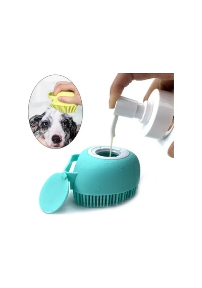 Kese Yumuşak Silikon Masaj Etkili Pratik Şık Banyo Fırçası Şampuan Hazneli Kedi Köpek Yıkama Kesesi