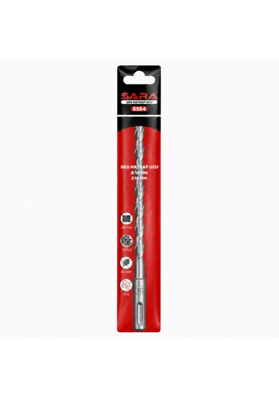 Sara S554 Sds Plus Matkap Ucu 10 X 210 Mm, 2 Kesicili Tungsten Karbür Uçlu