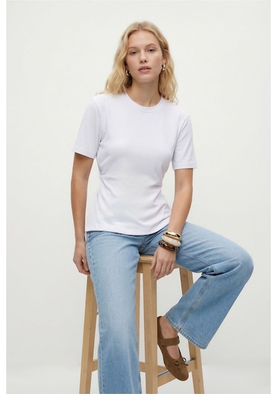 Ritnice Kadın Luma Belden Oturan Bağcıklı Ayarlanabilir Pamuk Beyaz T-shirt / Bluz Beyaz Ritnice Kadın Luma Belden Oturan Bağcıklı Ayarlanabilir Pamuk Beyaz T-shirt / Bluz Beyaz