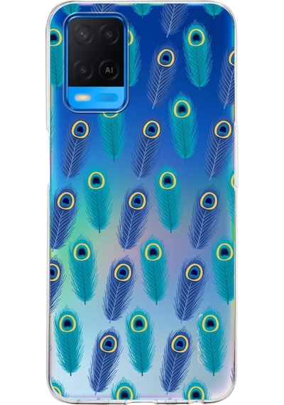 Oppo A54 İle Uyumlu 1mm Slim Fit Nazar Boncuğu 4 Baskılı Şeffaf Kılıf Şeffaf