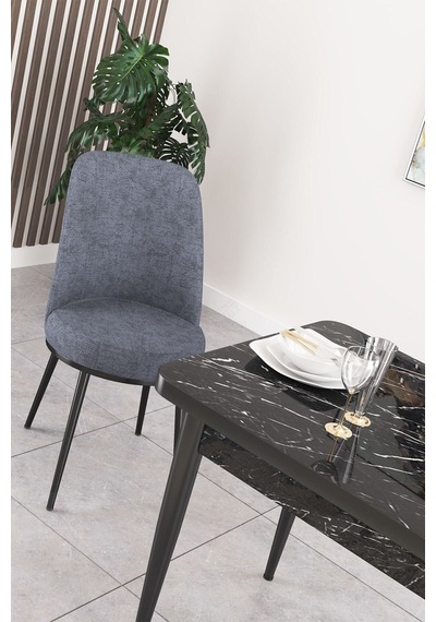 Canisa Concept Nil Serisi 70x110 Sabit Mutfak Masası Takımı Siyah Mermer Desen Masa 4 Füme Sandalye Füme Canisa Concept Nil Serisi 70x110 Sabit Mutfak Masası Takımı Siyah Mermer Desen Masa 4 Füme Sandalye Füme