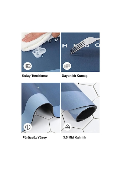 Dikdörtgen Sihirli Su Emici Kaydırmaz Banyo Paspası Ayak Matı Kaymaz Tabanlı Abdest Paspası 58x38 Cm Diğer