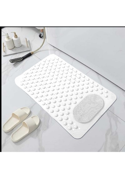 Beyaz Renk Silikon Kaymaz Tabanlı Banyo Paspası Duş Kaydırmazı Va Beyaz