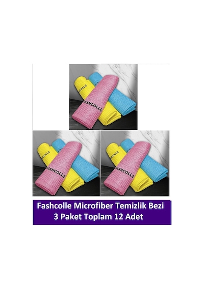 Fashcolle Mikrofiber Temizlik Bezi 3'lü X 3 Paket Toplam 9 Adet Gri - Kırmızı - Turuncu