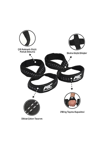 Musclecloth 8 Loop Lifting Straps Siyah