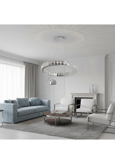 Kristal Uzaktan Kumandalı 30 Cm Avize Krom