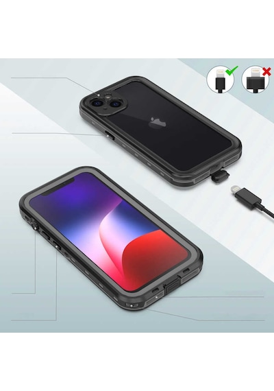 Apple Uyumlu iPhone 13 ​​​​​​Kılıf Su Geçirmez 1-1 Zırhlı Silikon Kapak