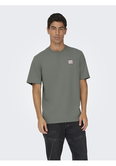 Only & Sons Erkek Yuvarlak Yaka Regular Fit Gri T-shirt - 22033190