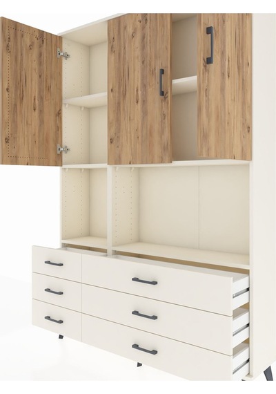 Arges Dolap 6 Raflı 6 Çekmeceli 3 Kapaklı 132x30x195 Aytaşı-ç... Aytaşı