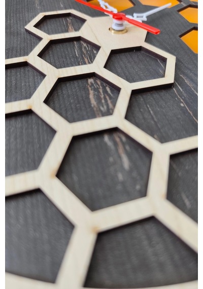 Geometrik Modern Ahşap Lazer Kesim 2d Mdf Duvar Saati Ahşap - Siyah