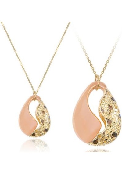 Diamond Line-Gülaylar - Sarı Pembe Altın 14 Ayar Trend Kolye
