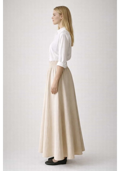 L'aura Corset Tam Kloş Maxi Etek Bej