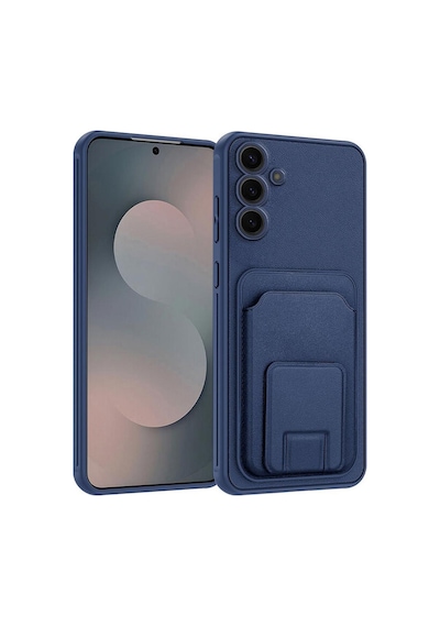 Samsung Galaxy Uyumlu S23 Fe  Kılıf Flexstand Kartlıklı Silikon Kılıf Lacivert