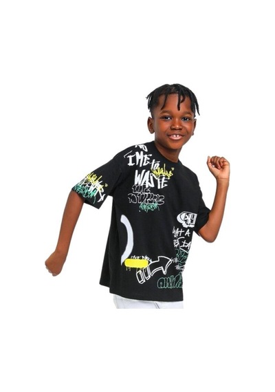 Jack Lions Erkek Çocuk Pamuklu Yazılı Tshirt-14153-siyah Siyah