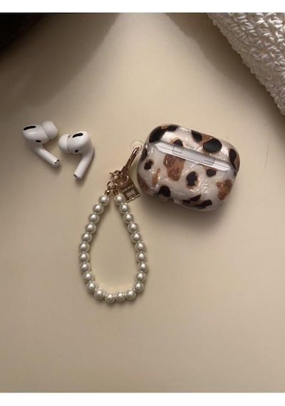 Apple Uyumlu AirPods Pro Kılıf Kulaklık Kılıfı Leopar Desenli Kopçalı Korumalı Kılıf