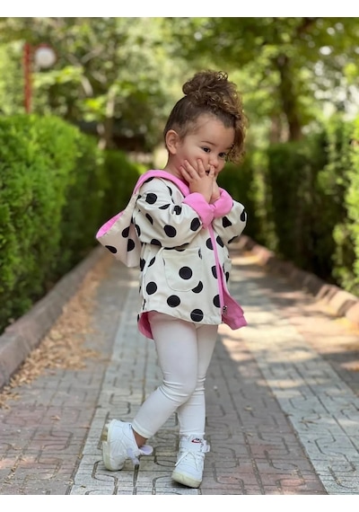 Modavals Kız Çocuk Puantiyeli Çift Taraflı Açık Krem&pembe Yağmurluk 489756231 Pembe
