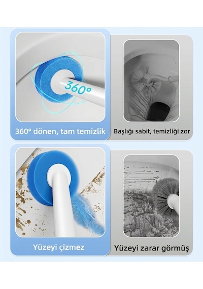 18 Adet 3 Paket Deterjanlı Tek Kullanımlık Tuvalet Temizleme Yedek Süngeri, Yedek Başlığı, Yedek K