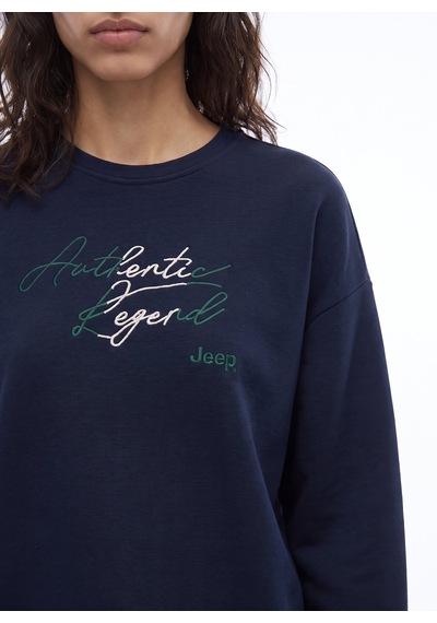Jeep Lacivert Kadın Bisiklet Yaka Loose Fit Nakışlı Sweatshirt J6wl-swt7036