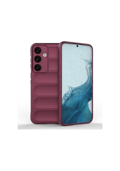 Samsung Galaxy Uyumlu S24 Kılıf Elde Tutma Kolaylıkla Kaydırmaz Kenar Line Dizayn Optietnik Kapak Bordo
