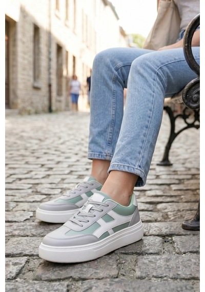 In Step Meengi Unisex Beyaz Yeşil Detaylı Günlük Spor Ayakkabı - Sneaker
