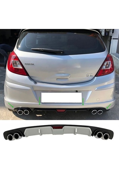 Opel Corsa D Gri Difüzör 4 Krom Egzoz Görünümlü Difizör Arka Ek Body Kit Uyumlu