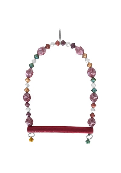 Boncuklu Ve Tünekli Kuş Salıncağı 10 Cm-14 Cm Bordo