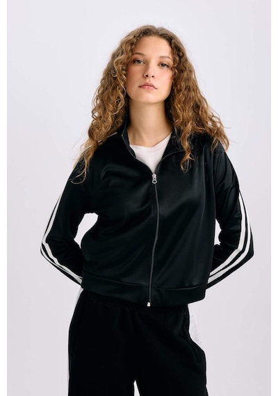 DeFacto Oversize Geniş Kalıp Cepli Fermuarlı Spor Hırka E1803AX24WNBK81 Siyah