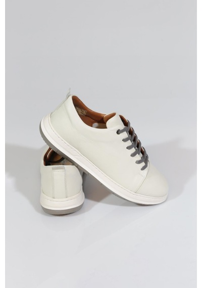 Dgn 20332 Erkek Bağcikli Sneaker Ayakkabi Kirli Beyaz