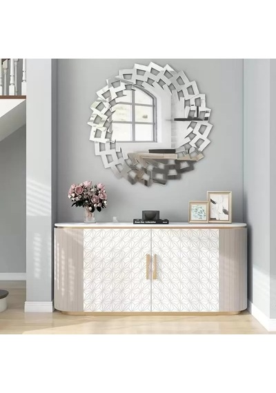 40x40 Cm Kırılmaz Pleksi Dekoratif Duvar Aynası - Modern Geometrik Tasarım 1. Sınıf Ayna Belirtilmemiş