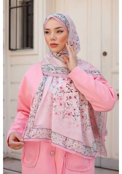 Mimiyum Lemon Flower Nayf İpek Şal Şeker Pembe