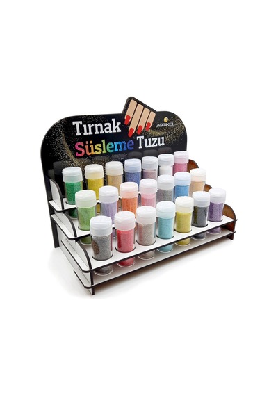 Artikel Renkli Tırnak Süsleme Tuzu Standı Nail Art 21 Adet