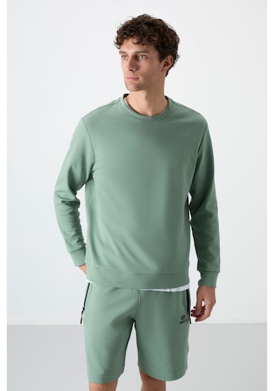 Tommy Life Açık Yeşil Basic O Yaka Rahat Form Erkek Sweatshirt - 88053 CAMEL
