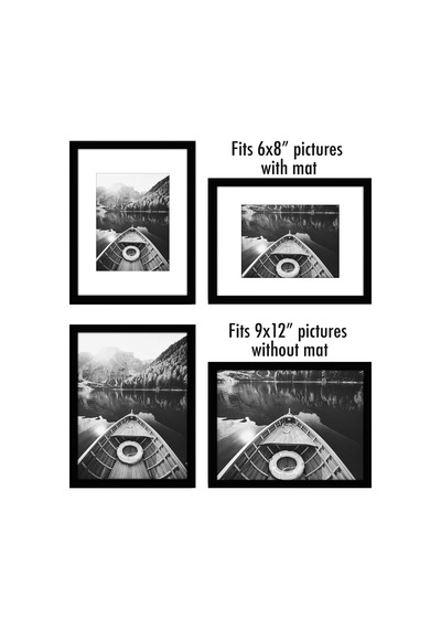 9x12 Resim Çerçevesi Seti 5 İnç Siyah - Mat İle 6x8 Resim Çerçevesi Veya 9x12 Çerçeve Olarak Kullanın - Resim Ç