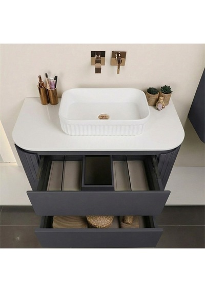 Kobos Gloria 100 Cm Banyo Dolabı Seti Argento Antrasit Kobos Gloria 100 Cm Banyo Dolabı Seti Argento Antrasit