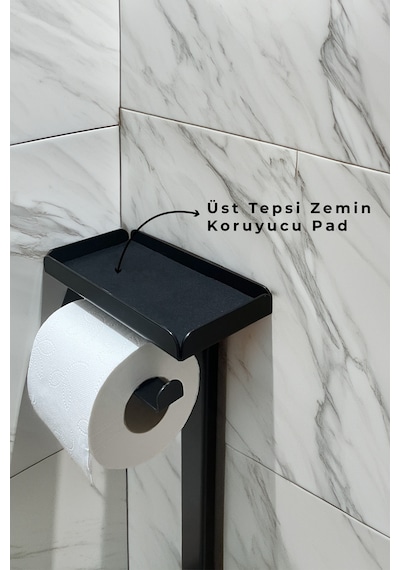 3'ü 1 Arada Banyo Seti Tuvalet Kağıtlık, Çöp Kovası Ve Tuvalet Fırça Takımı Siyah