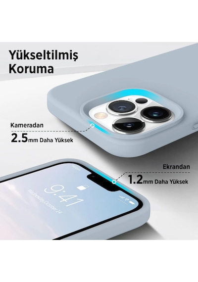 Bix İphone 15 Pro Max Silikon Kılıf Magsafe Uyumlu Güçlü Koruma Darbe Emici Gök Mavisi