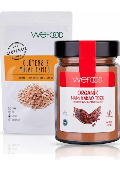 Wefood Glutensiz Yulaf Ezmesi 300 gr + Organik Ham Kakao Tozu 140