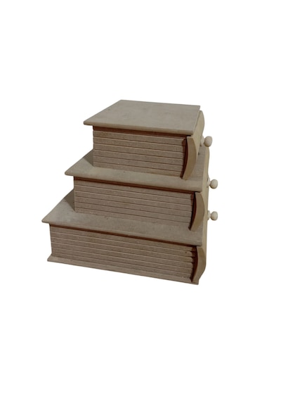 Mdf Kitap Şeklinde 3 Çekmeceli Kutu