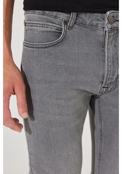 Lee Malone Skinny Fit Dar Kesim Normal Bel Gri Esnek Jean Kot Pantolon Grey Worn