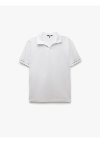 Koton Kısa Kollu Regular Fit Pamuk Karışımlı V Yaka Polo Tişört Beyaz 5sam10038mk Beyaz