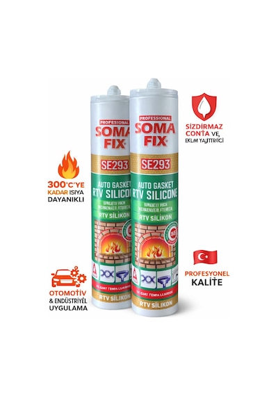 Somafix Se293 Kırmızı Rtv Silikon 280 Gr Yüksek Isıya Dayanıklı, Conta Ve Sızdırmazlık Silikonu