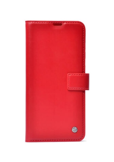 Oppo A5 2020 Kartlık Bölmeli Suni Deri Standlı Kar Deluxe Kapaklı Kılıf Col158964-kırmızı