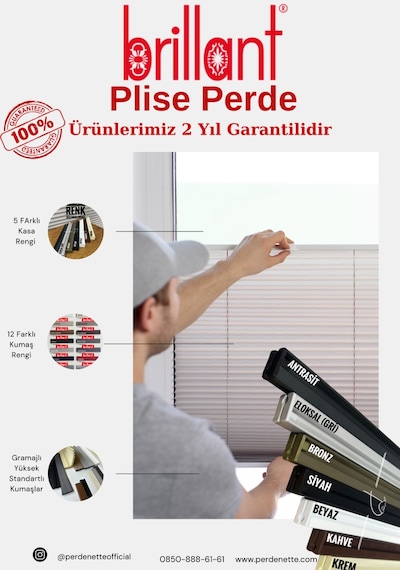 Plise Perde Brillant Marka 14 Renk Seçeeği 1. Kalite Beyaz