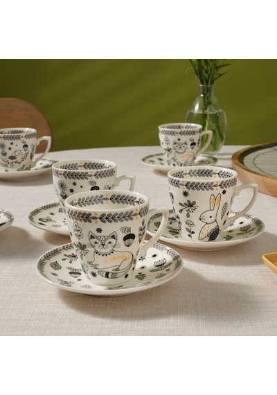 Karaca Animal Garden 6 Kişilik Kahve Fincan Takımı 90 Ml Beyaz