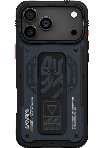 Apple Uyumlu iPhone 17 Pro Max Kılıf Desenli Airbag Tasarımlı Standlı Skinarma Aegis Kapak Lacivert Lacivert